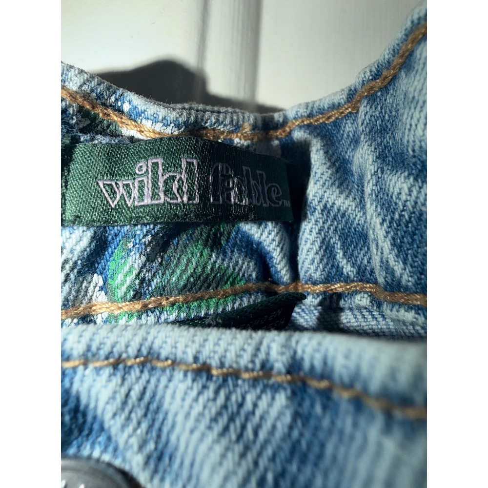 Wild Fable Floral Print High Rise Relaxed Straight Leg Jeans Light Wash Blue 12 - Picture 6 of 8